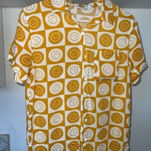 Mighty Fine Yellow and White Smiley Pattern Shirt